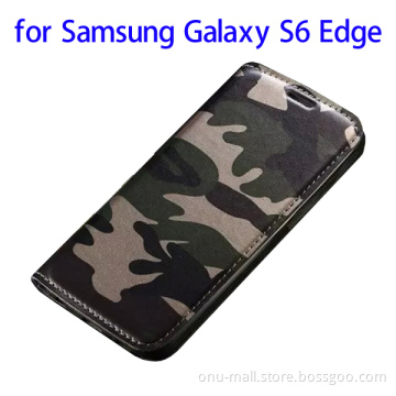 2015 New Products Camouflage Style Leather for Samsung Galaxy S6 Edge Flip Cover